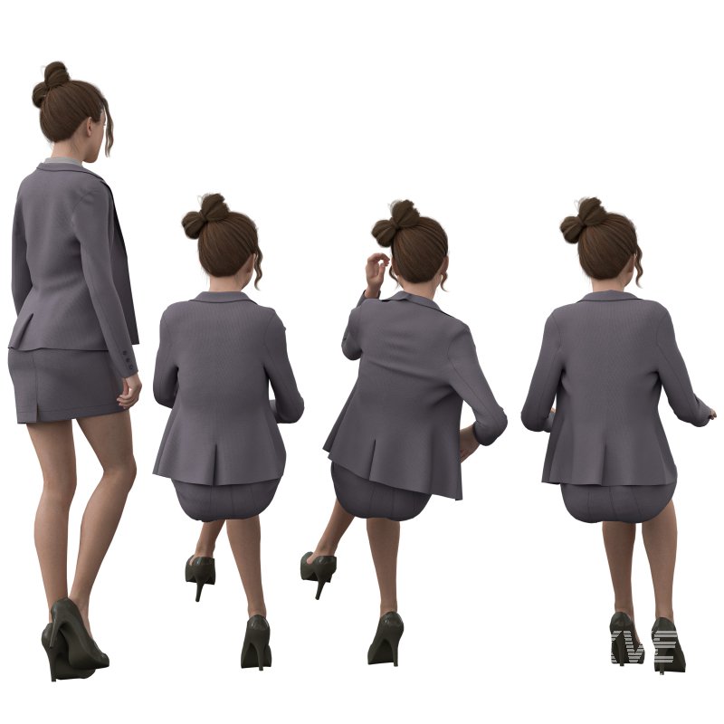 woman skirt suit in 4 poses - Image 2