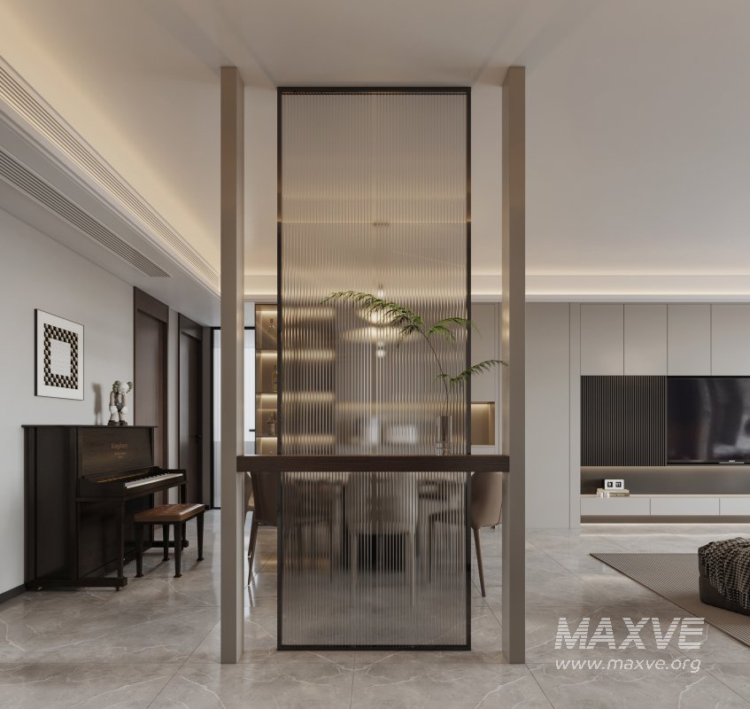 Modern living room and dining room interior scene - Image 2