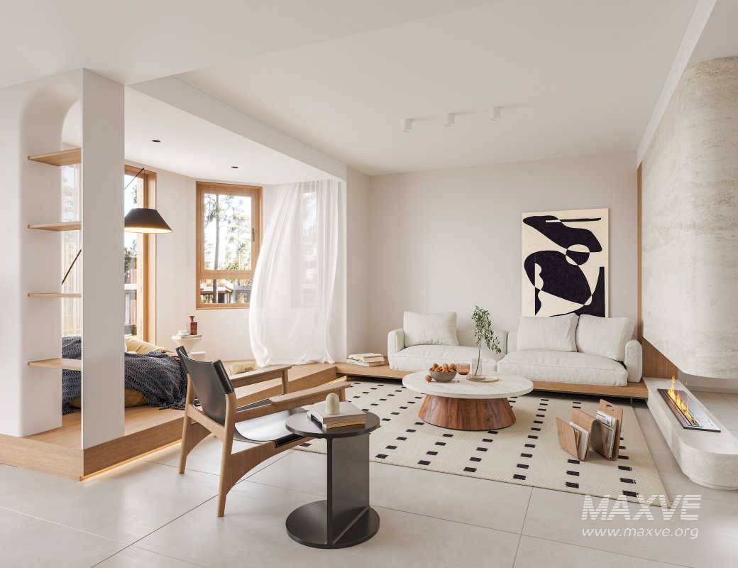 Modern living room and dining room interior scene - Image 4