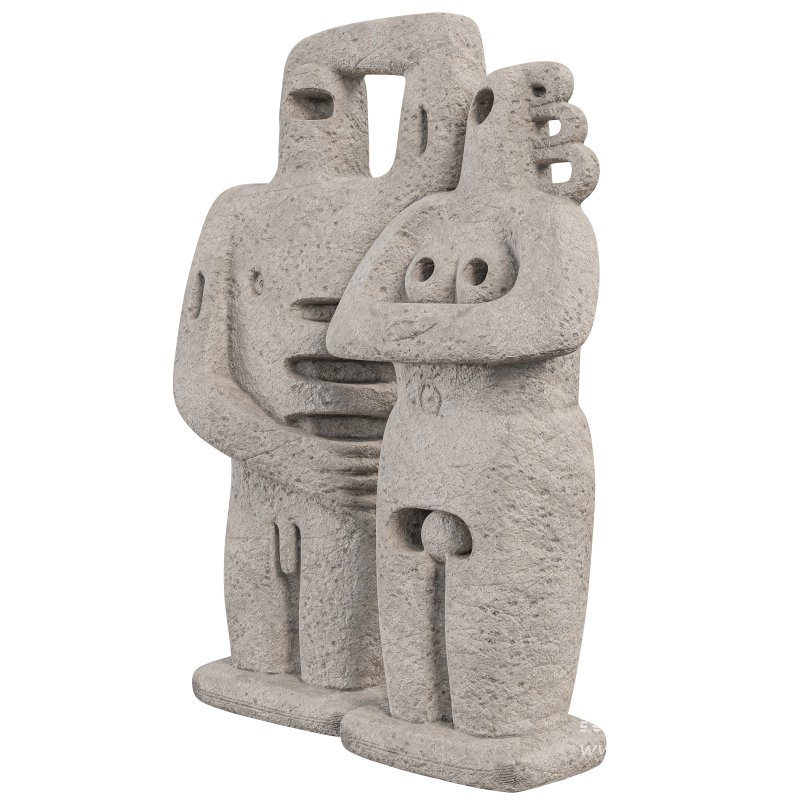 Abstract Primitive Couple Sculpture - Image 1