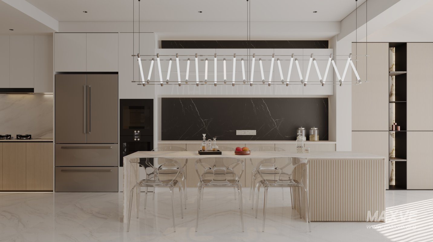 Modern living room and dining room interior scene - Image 1