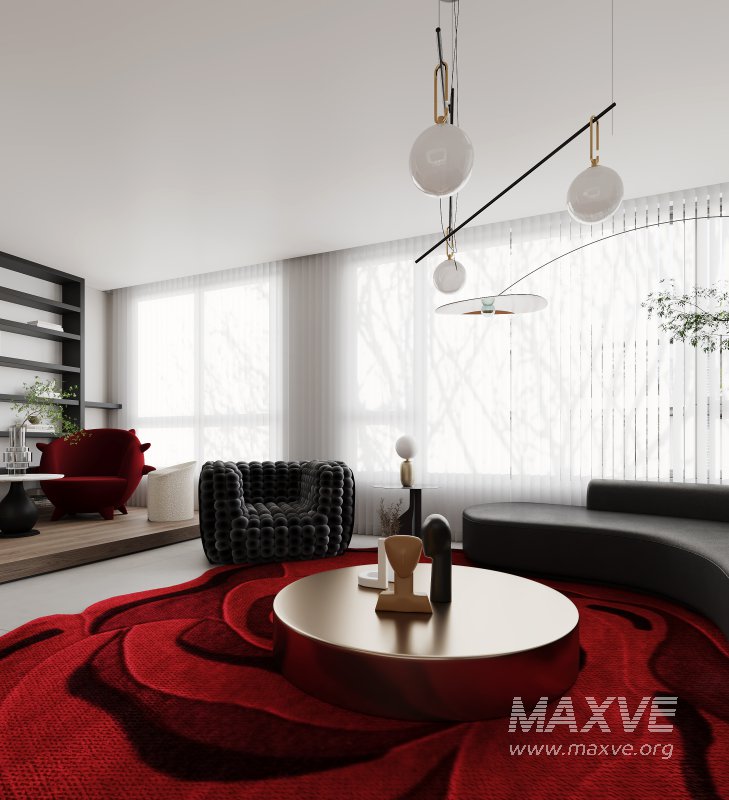 Modern living room and dining room interior scene - Image 9