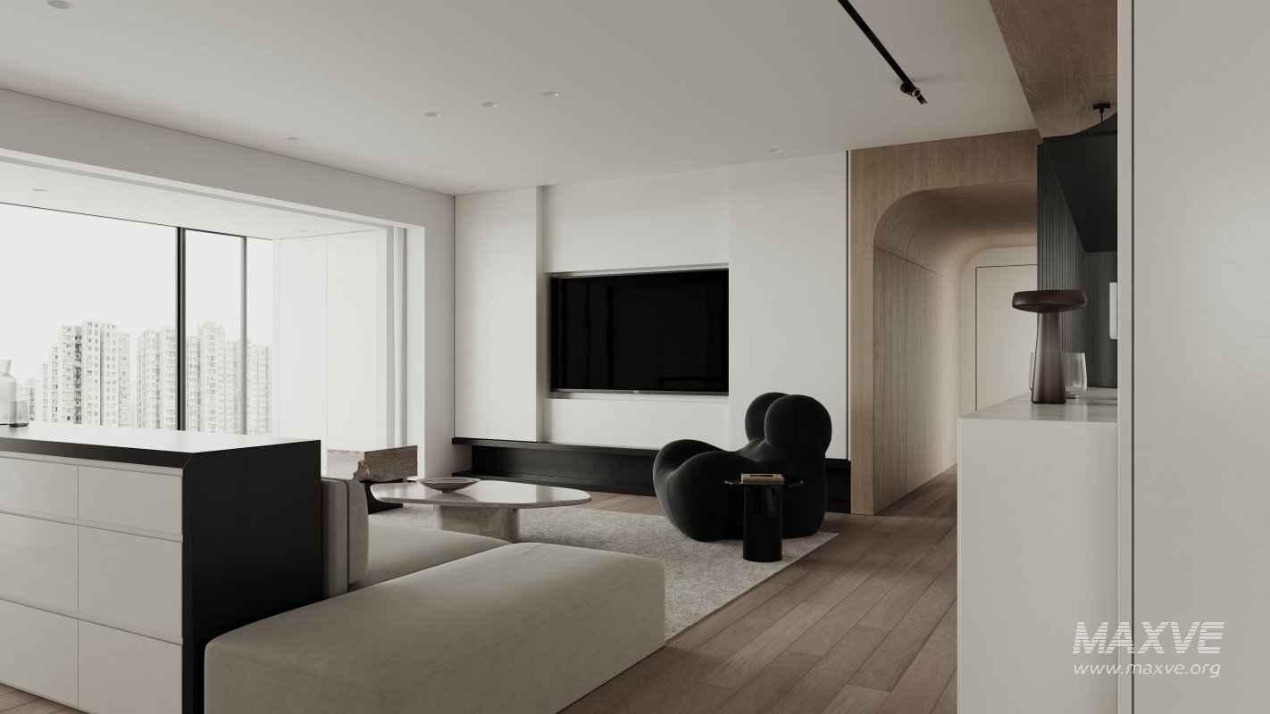 Modern living room and dining room interior scene - Image 9