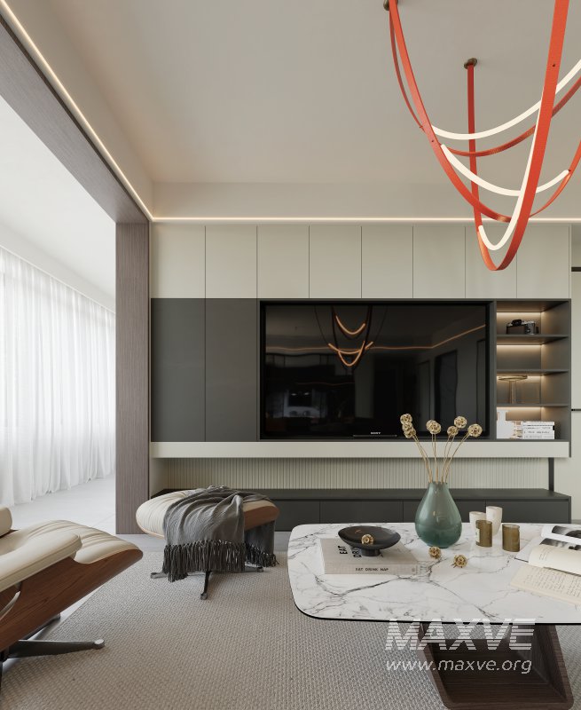 Modern living room and dining room interior scene - Image 8