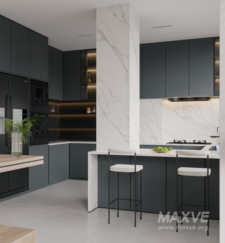 Modern living room and dining room interior scene - Image 9