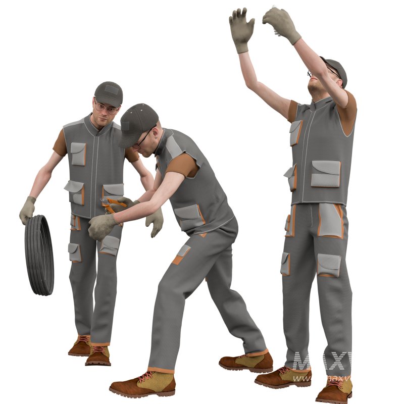 Electrician in 3 poses - Image 4
