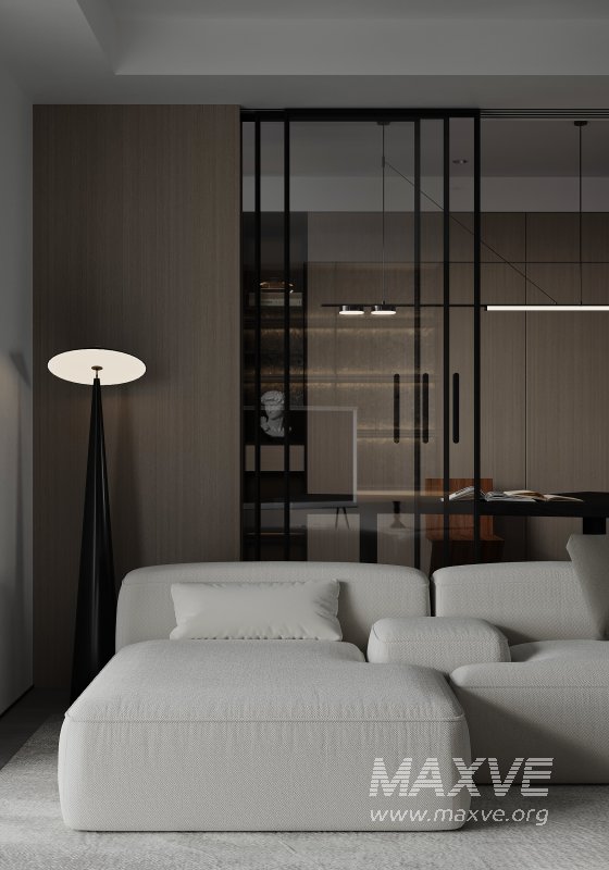 Modern living room and dining room interior scene - Image 9