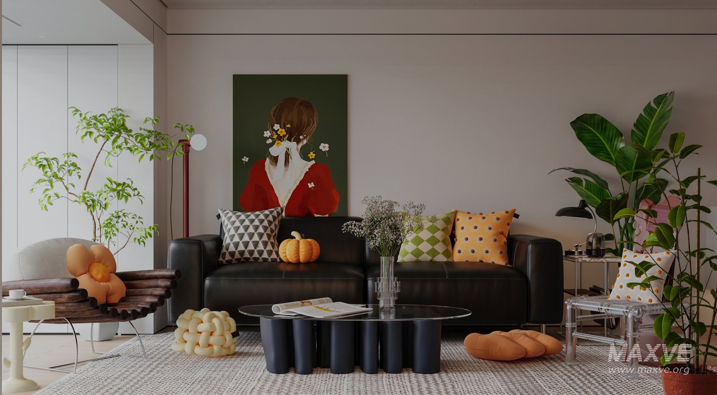 Modern living room and dining room interior scene - Image 1