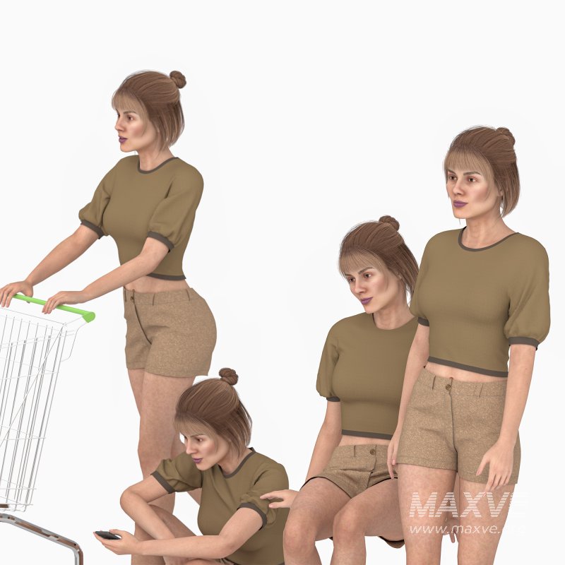 Casual Woman at Shopping 04 Poses - Image 3