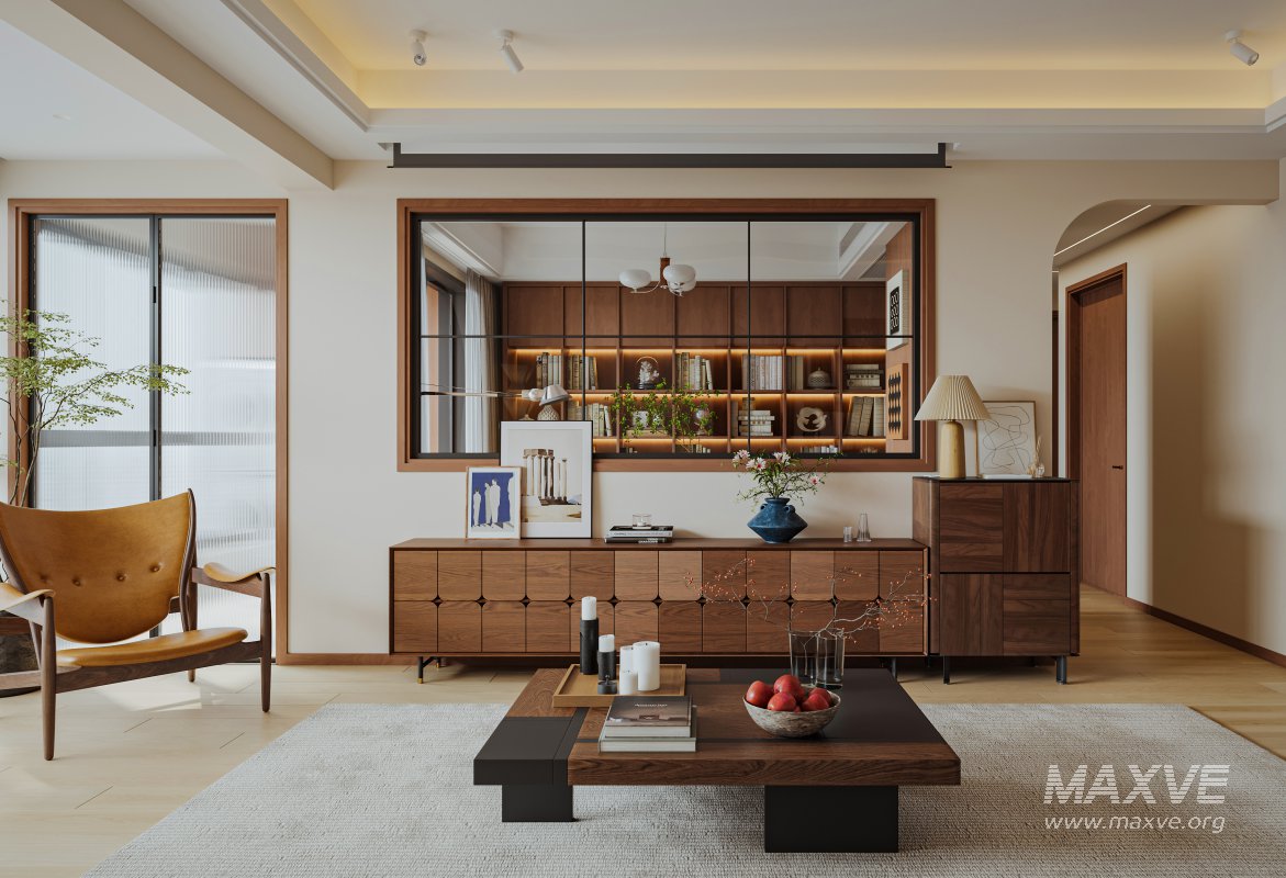 Modern living room and dining room interior scene - Image 1