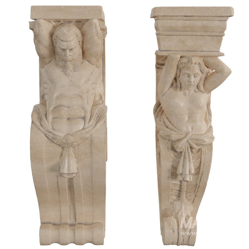Classical MArble Corbel with Atlas Figure - Image 1