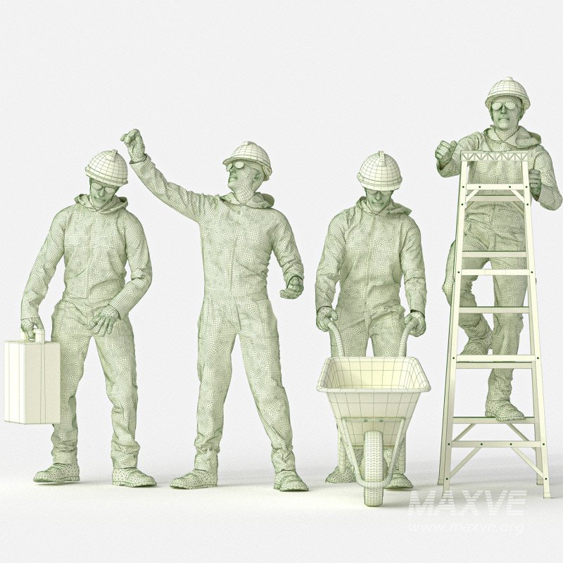 Worker labor man 04 poses - Image 2