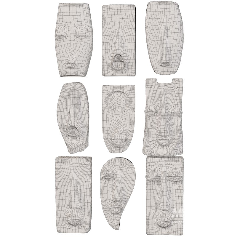 Wall Mount Abstract Tribal Mask Collection - Image 2