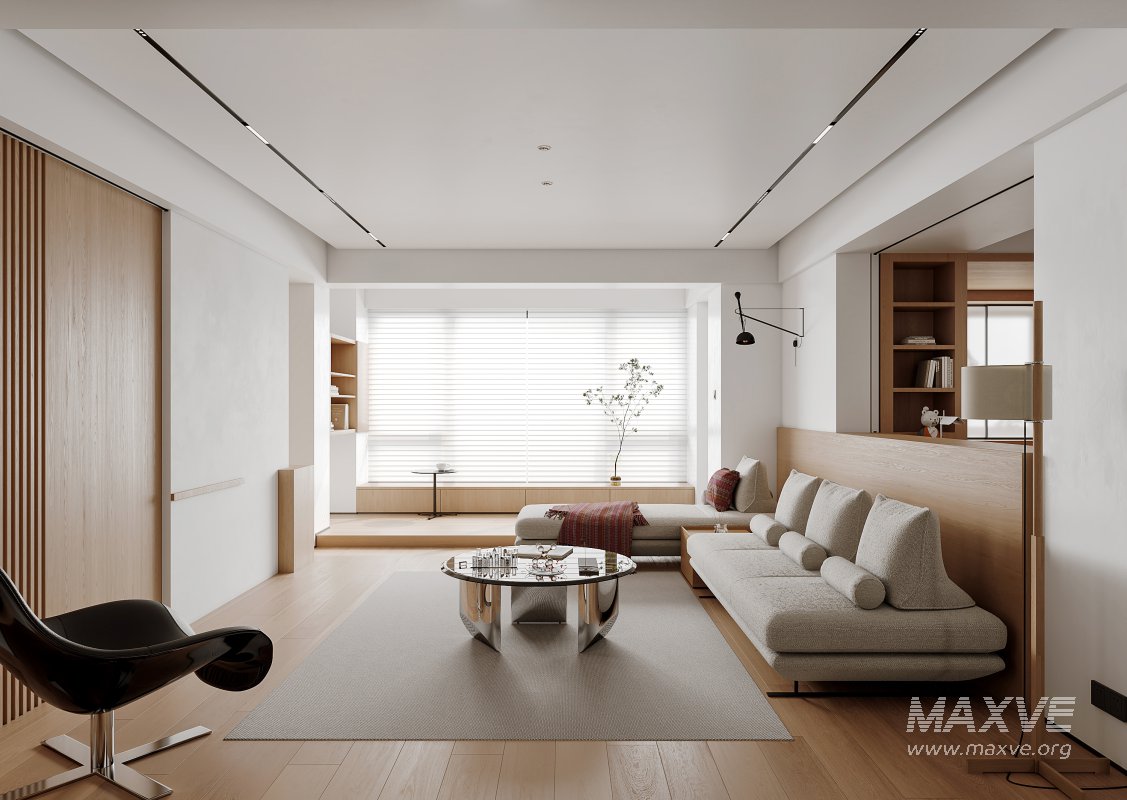 Modern living room and dining room office room interior scene - Image 5