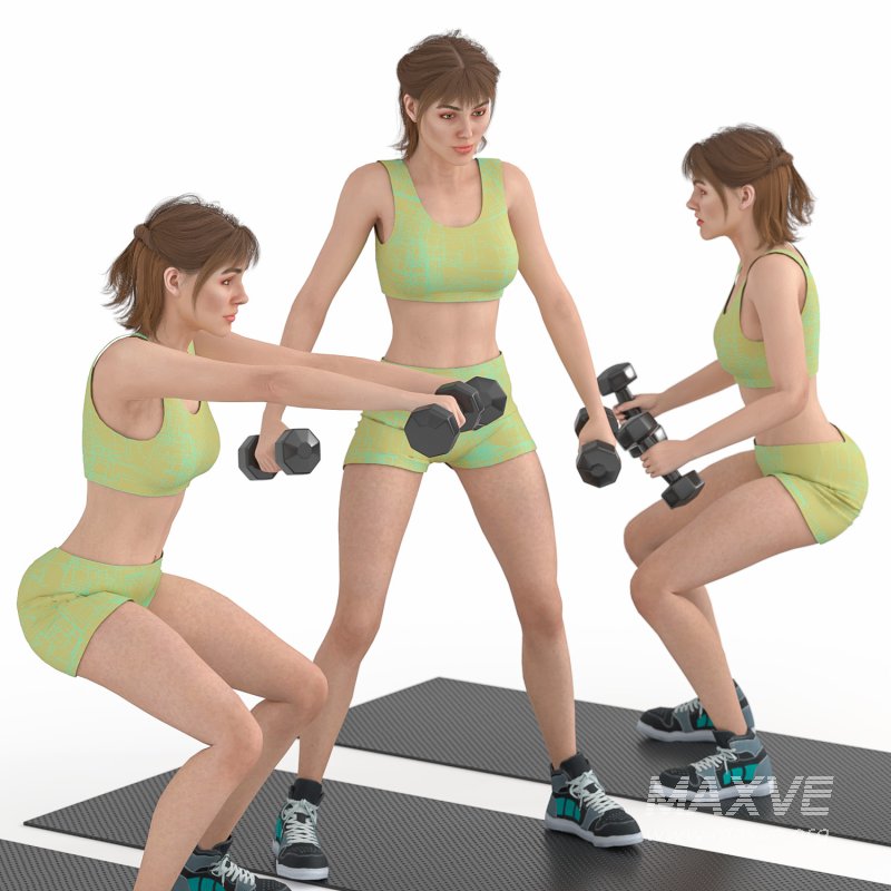 Woman in workout 03 poses - Image 2