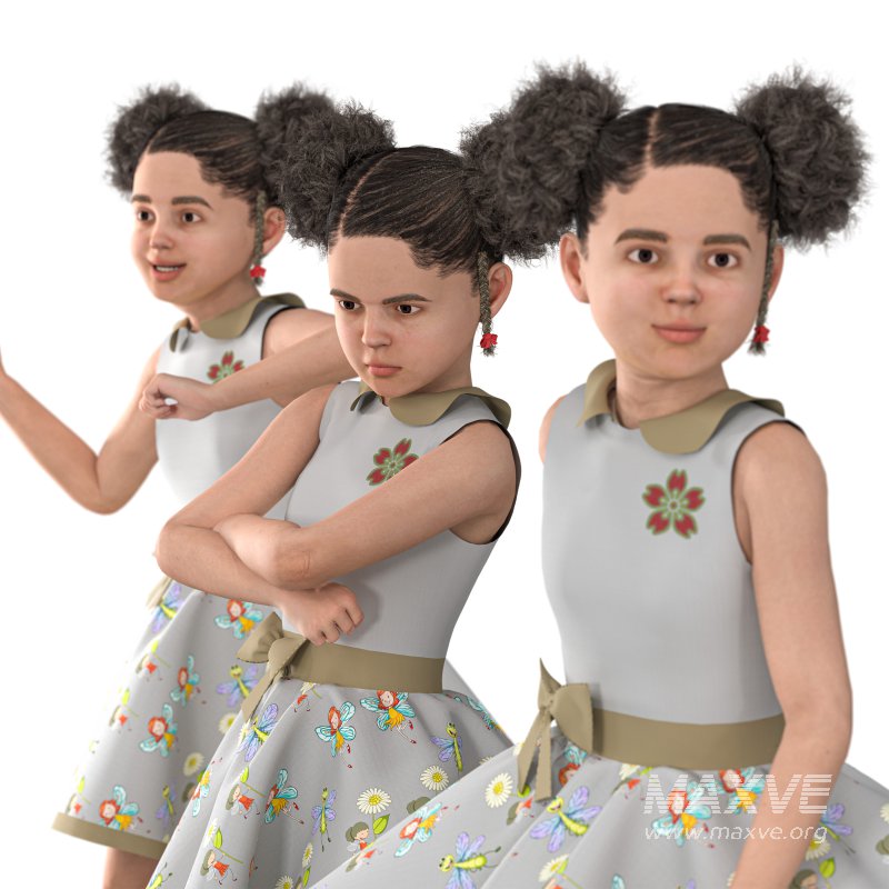 child Girl in 4 Poses - Image 3