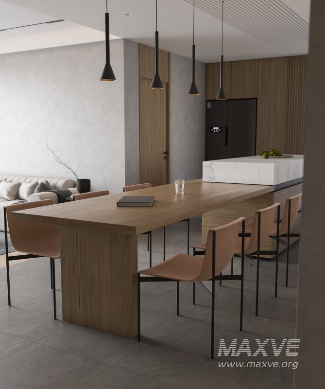 Modern living room and dining room interior scene - Image 3