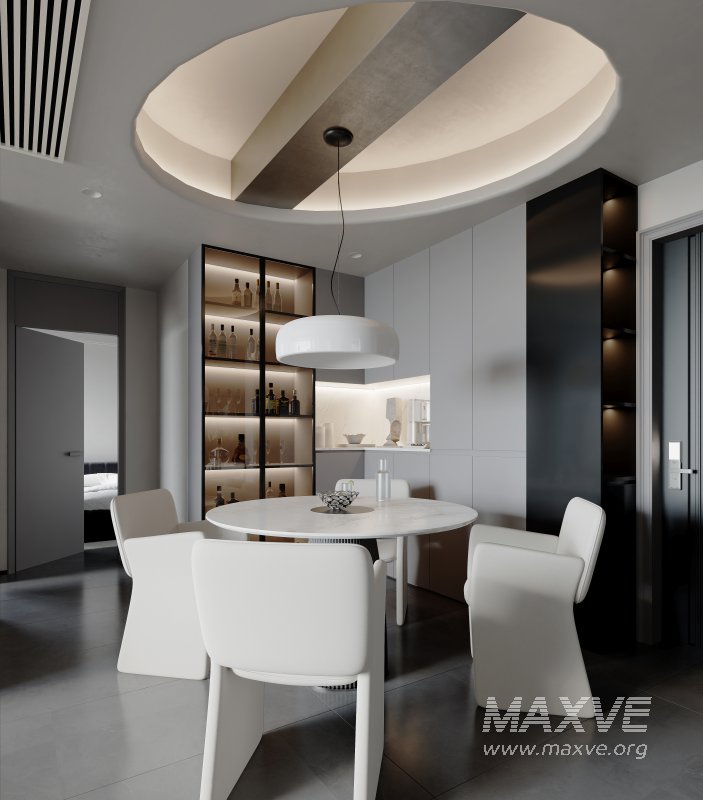 Modern living room and dining room interior scene - Image 1