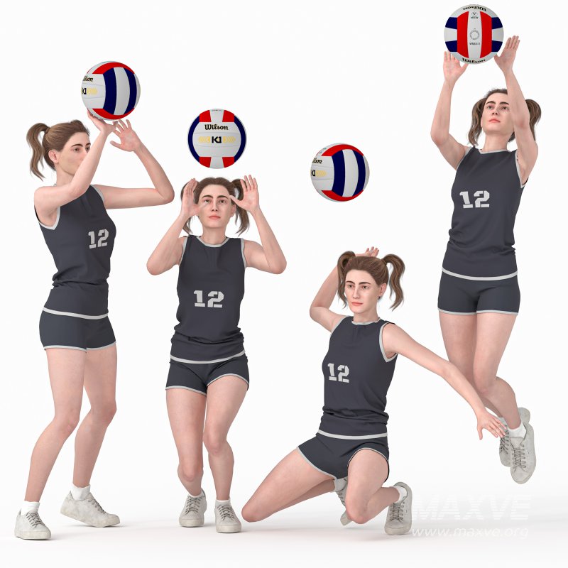 Vollyball Woman in 04 Poses - Image 5