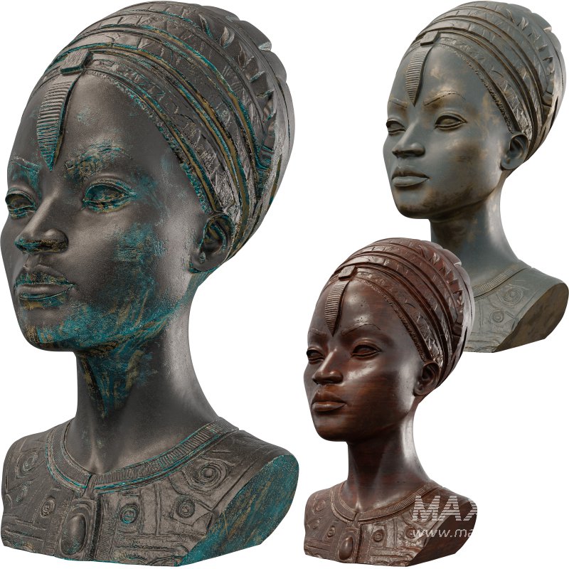 Regal African Queen Bust Sculpture Intricate - Image 2