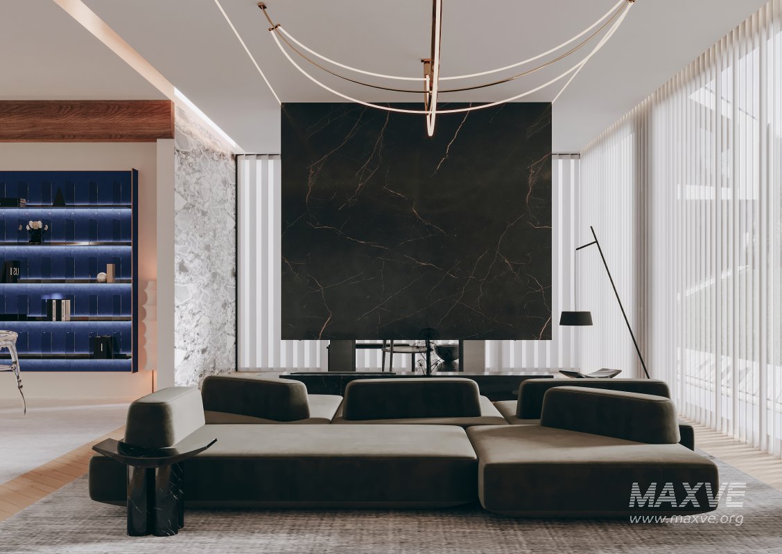 Modern living room and dining room interior scene - Image 4