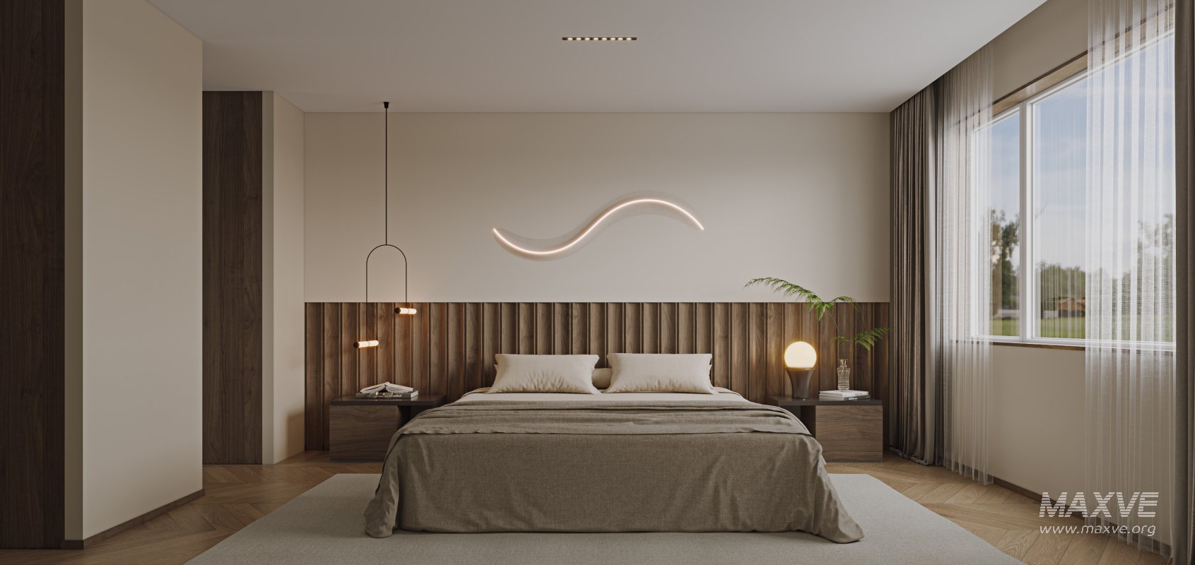 Modern living room and dining room kitchen bedroom interior scene - Image 3