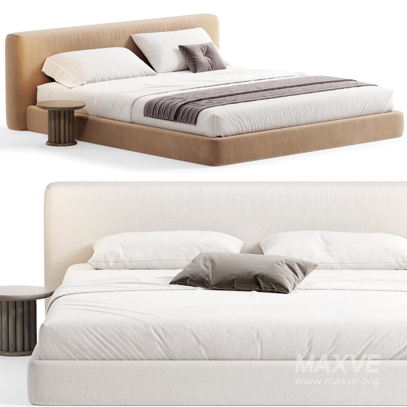 Amabilis Gray Cotton Linen Headboard Bed By Casaspace - Image 4