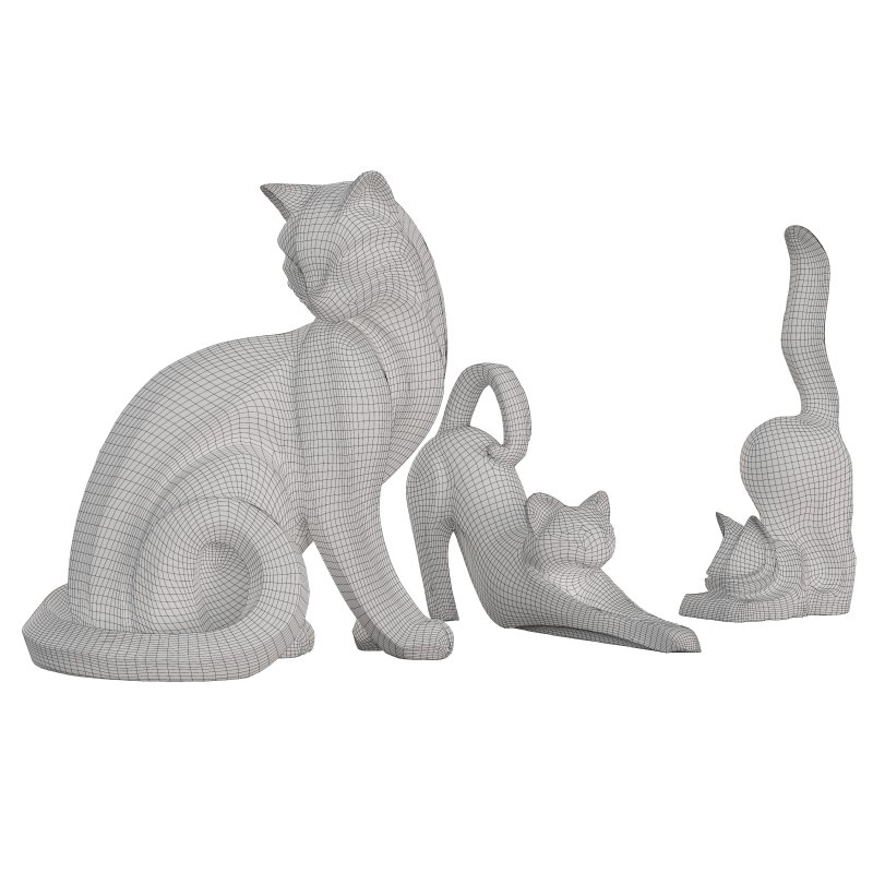 3 Cat Set Statue - Image 3