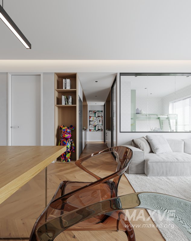 Modern living room and dining room interior scene - Image 7