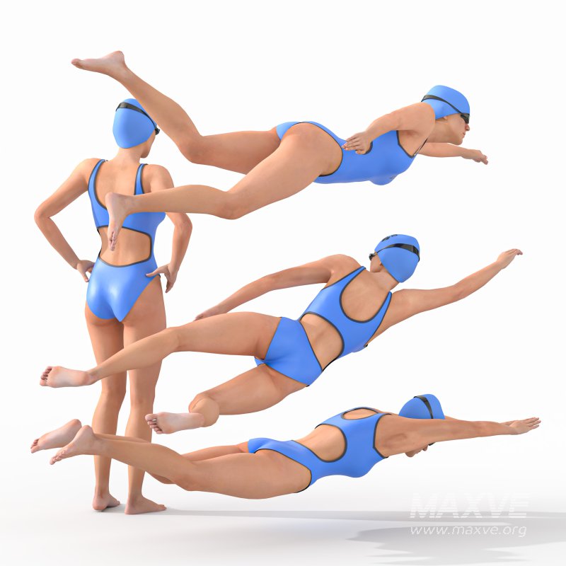 Swimmer woman 04 Poses - Image 4