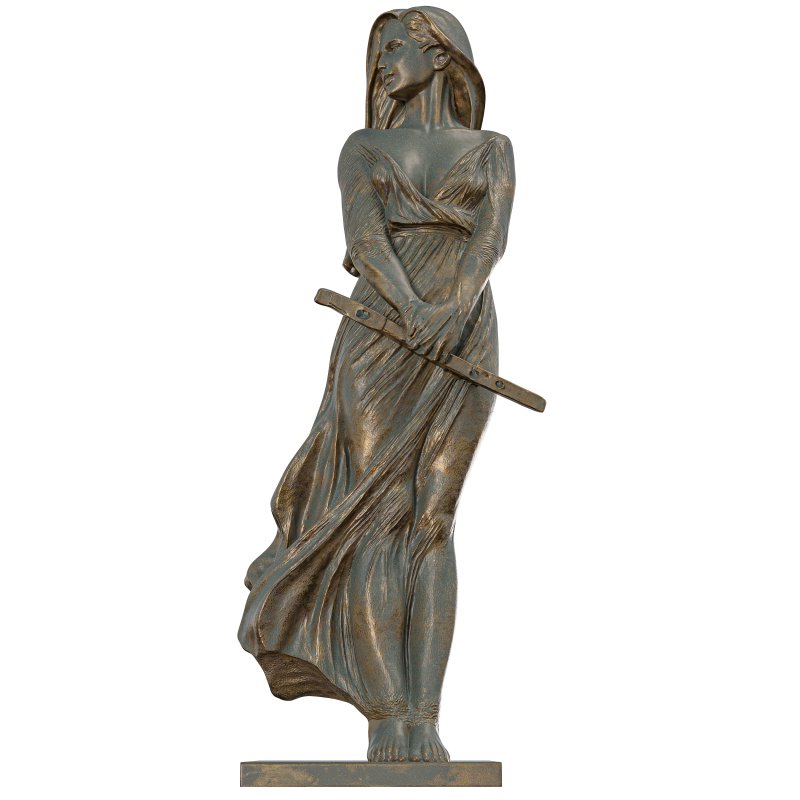 Antique Elegant Woman Sculpture with Flute - Image 5