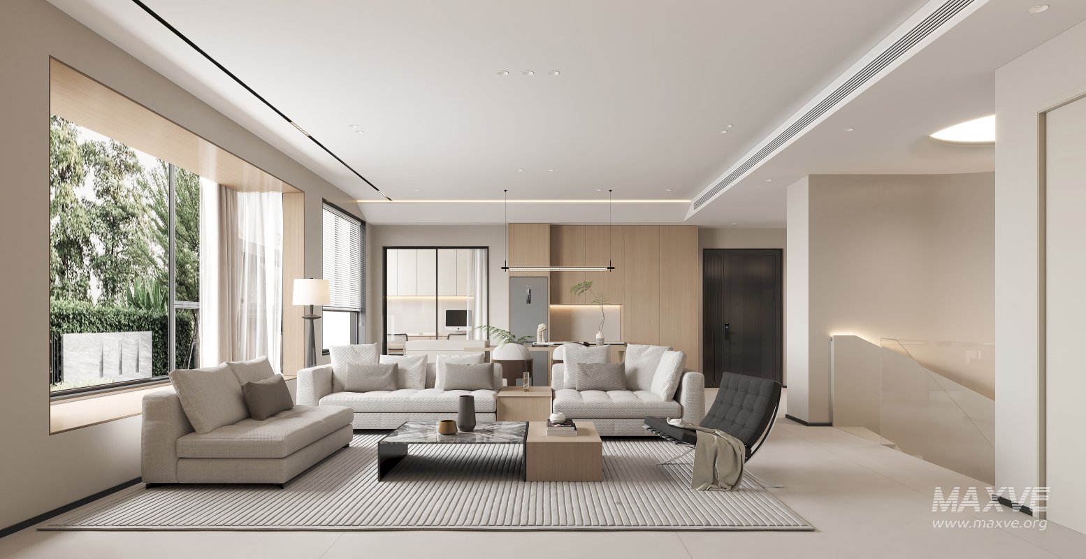 Modern living room and dining room interior scene - Image 4