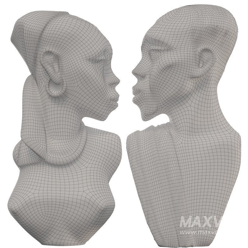 Wooden African Couple Statue - Image 5