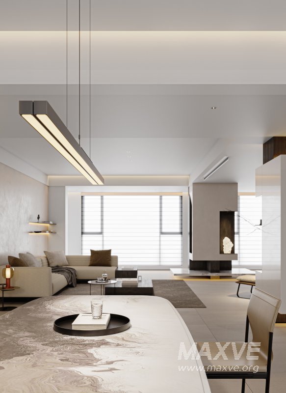 Modern living room and dining room interior scene - Image 7