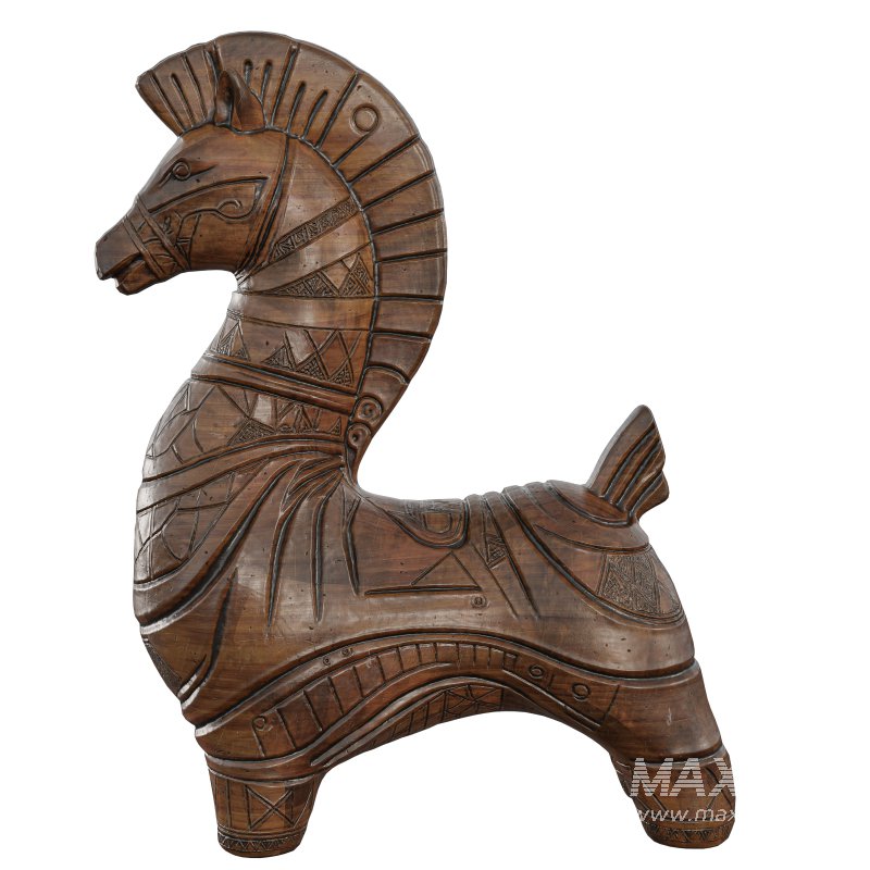 Wooden Stylized Horse Statue - Image 4