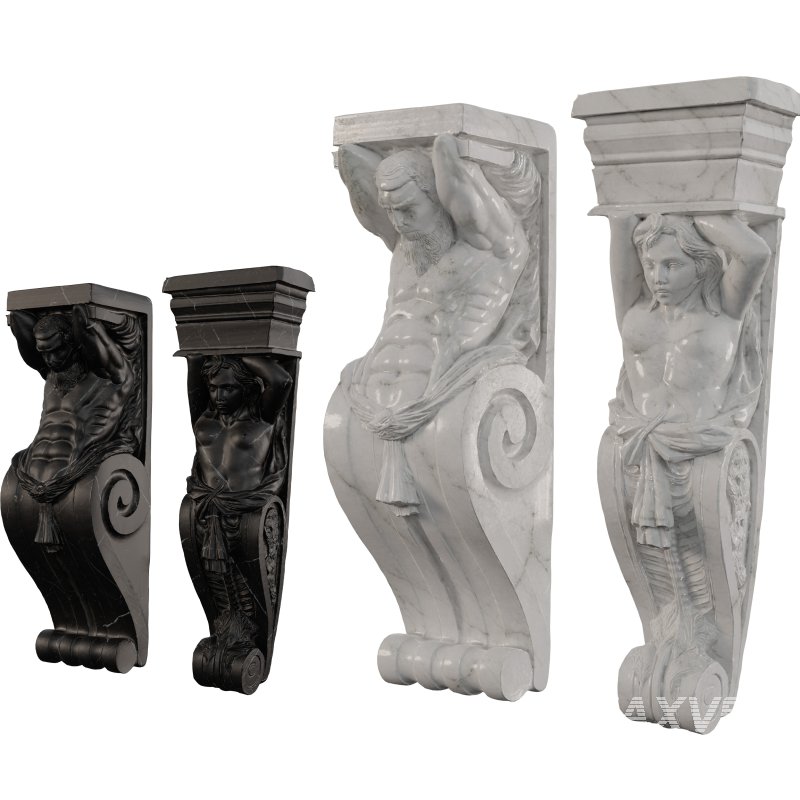 Classical MArble Corbel with Atlas Figure - Image 2
