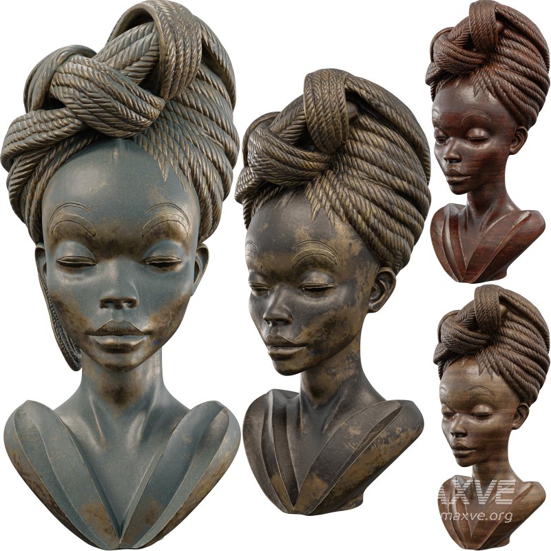 Elegant Braided Bust Sculpture - Image 3