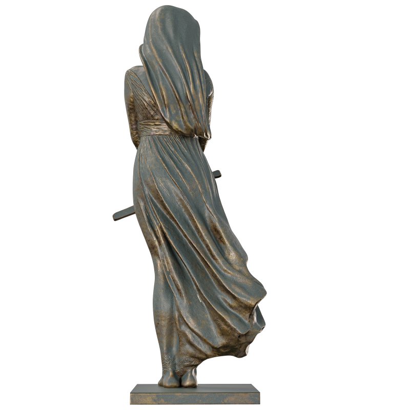 Antique Elegant Woman Sculpture with Flute - Image 4