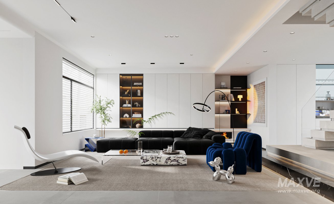 Modern living room and dining room interior scene - Image 2