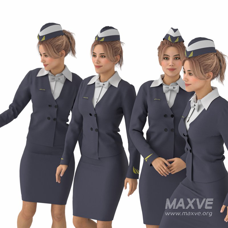 Stewardess Woman in 04 Poses - Image 2