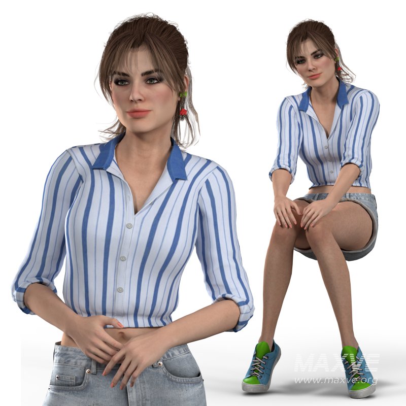 Casual Woman 4 Poses_01 - Image 5