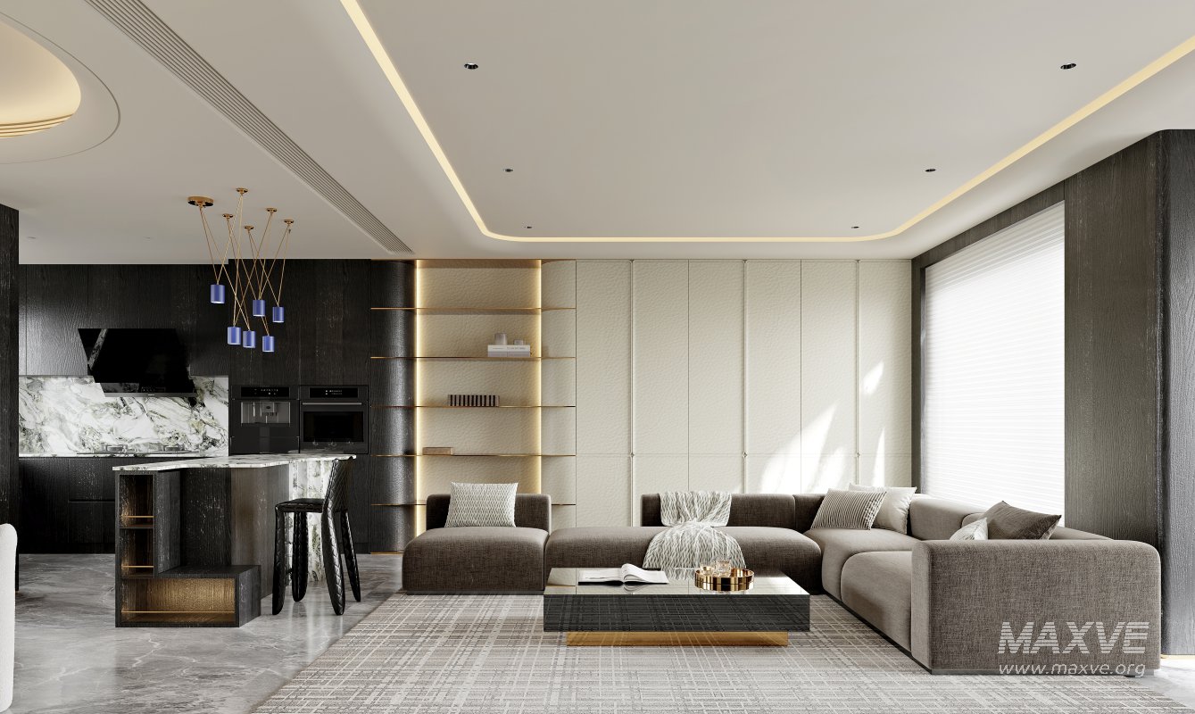 Modern living room and dining room interior scene - Image 5