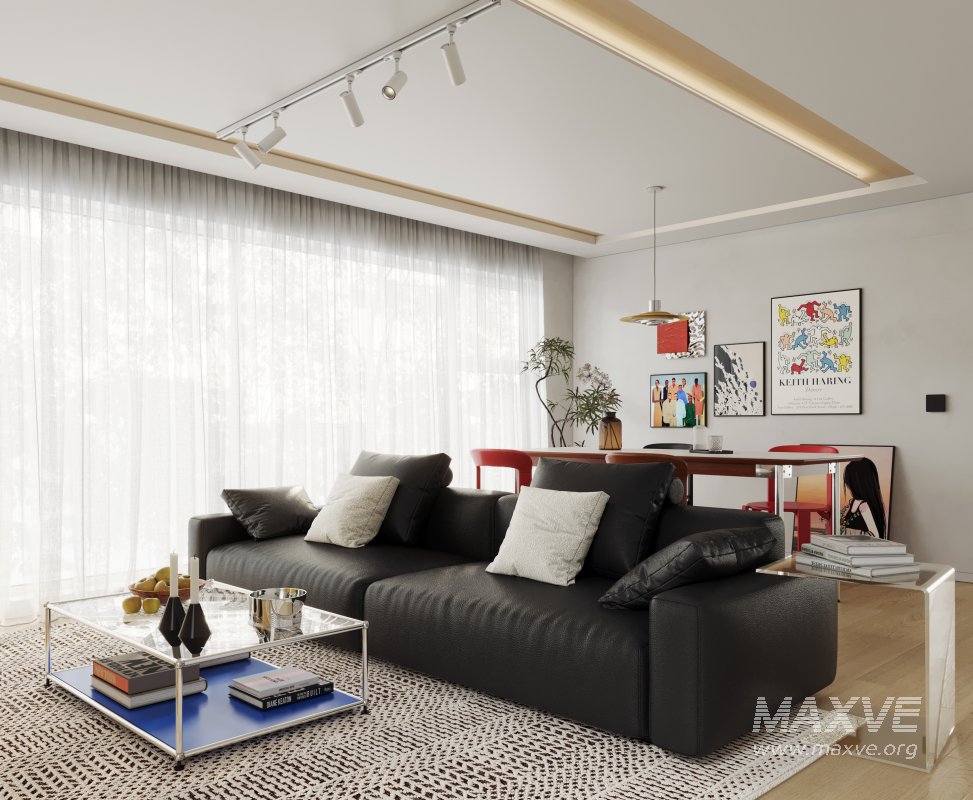 Bauhaus Memphis-style living and dining room - Image 4