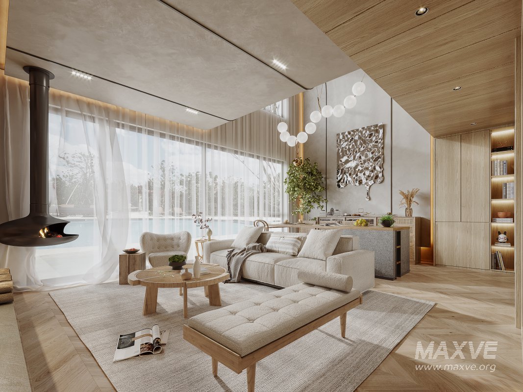 Modern living room and dining room interior scene - Image 4