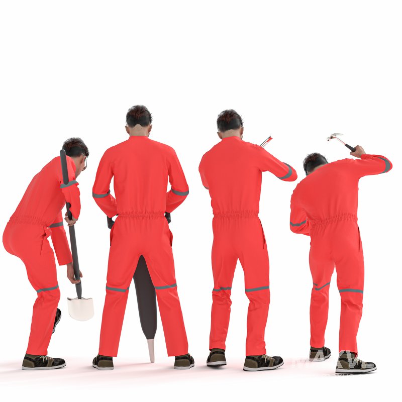 Worker Labor man work tools in 04 poses - Image 1
