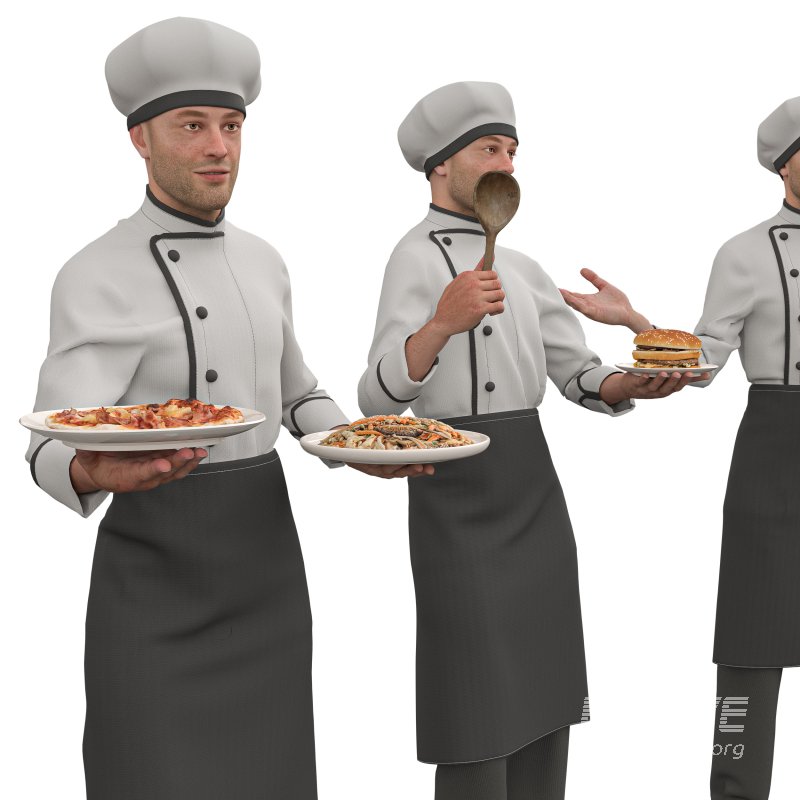 male chef in 4 poses - Image 4