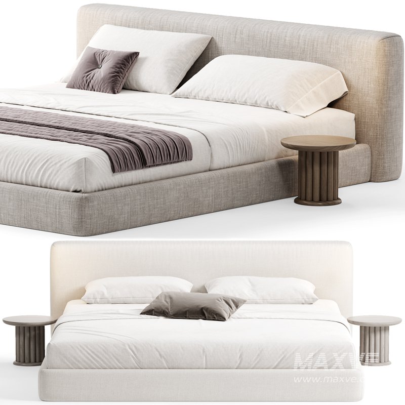 Amabilis Gray Cotton Linen Headboard Bed By Casaspace - Image 6