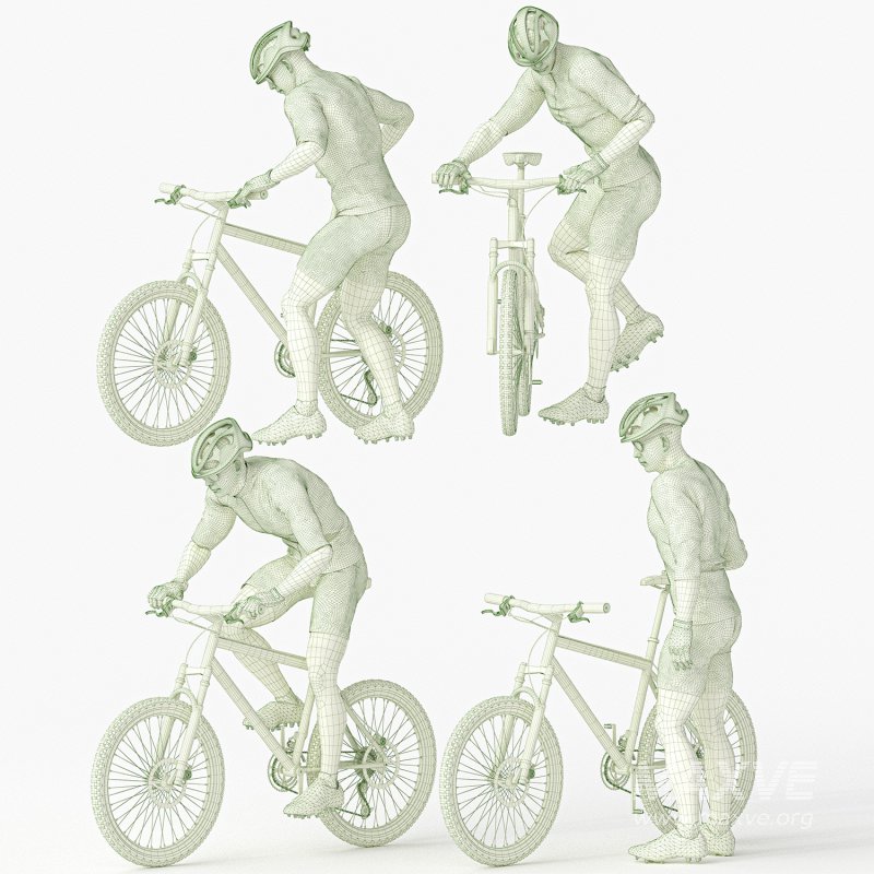 Cyclist Man in 04 Poses - Image 1