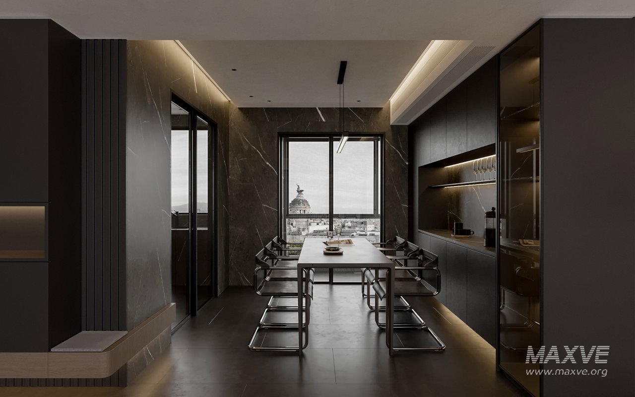 Modern living room and dining room interior scene - Image 2