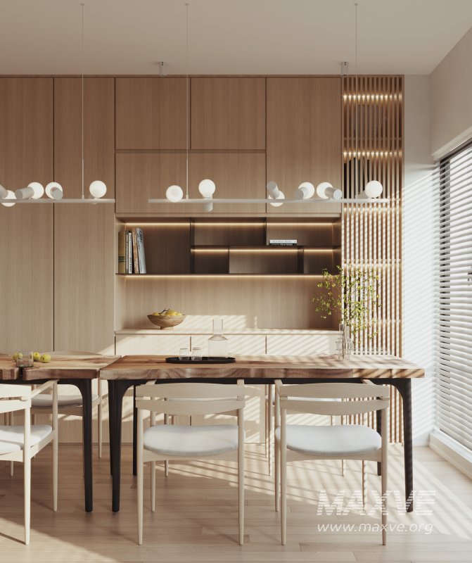 Modern living room and dining room interior scene - Image 2